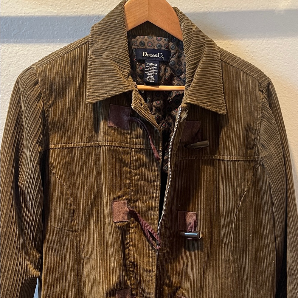Denim & Co. Barn Coat Brown Corduroy Size XS